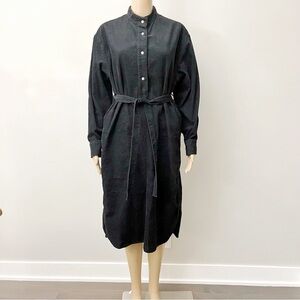 NWT Uniqlo Oversized Black Minimalist Casual Loose Fit Belted Long Sleeves. XS